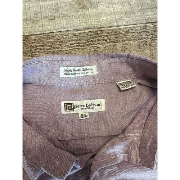 Vintage Balmain Single Stitch Collared Long Sleeve Mauve Button Up | 32/33 - Picture 5 of 5